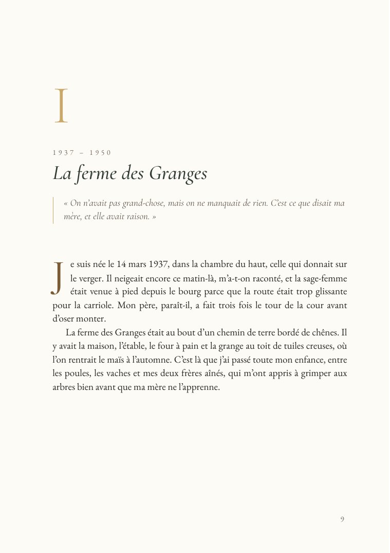Ouverture du chapitre I avec lettrine et citation